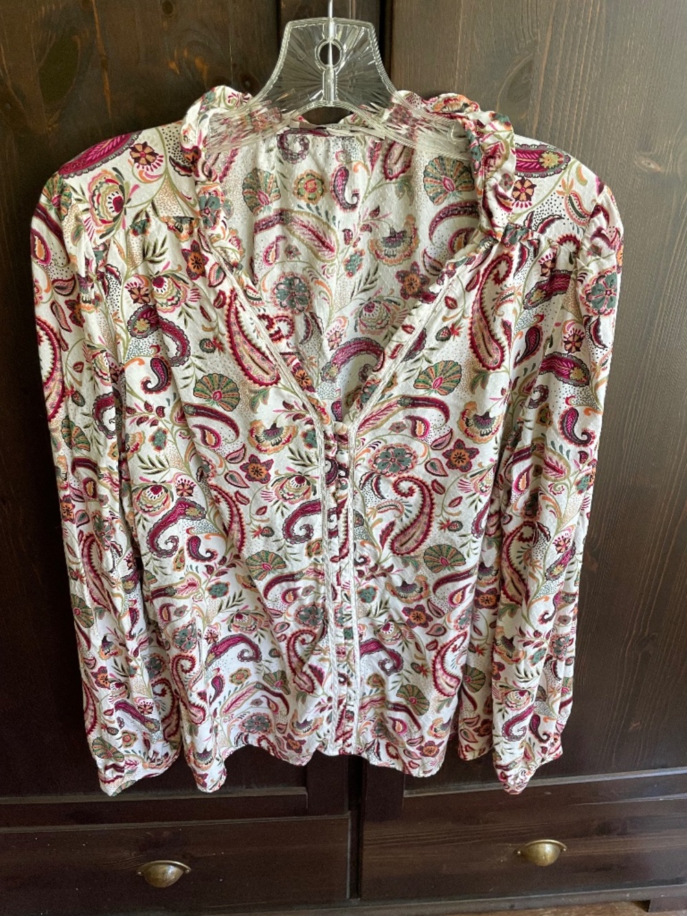 Soft, Flowing LOFT Floral Pattern Long Sleeve Blouse - Women's Large